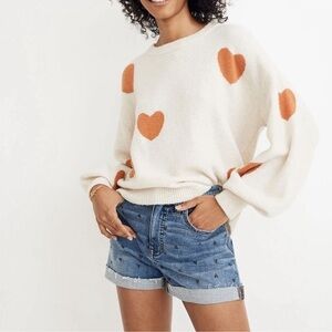 Madewell heart balloon sleeve pullover sweater